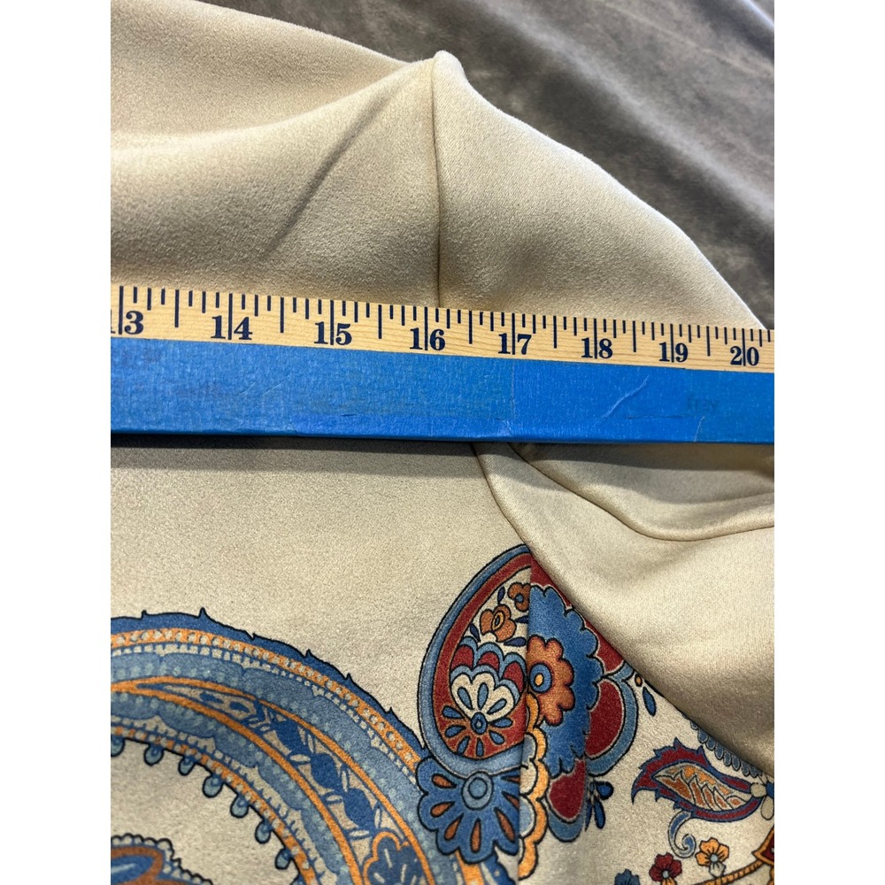 Susan Graver Graver‎ Faux Suede Paisley Border Print Blazer Blue Tan XL A547212 - Picture 7 of 7